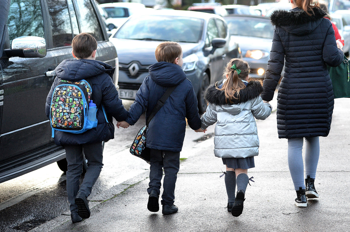Irish Kids Walking to School in Autumn
