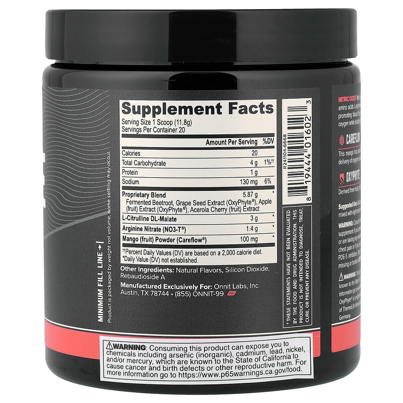 Onnit Total Nitric Oxide 236g tub - Harvest Fruit Punch flavour